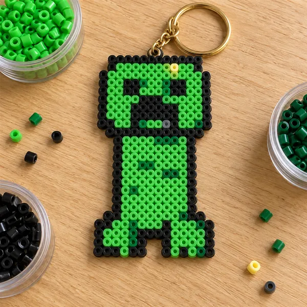 Creeper em Hama Beads, chaveiro