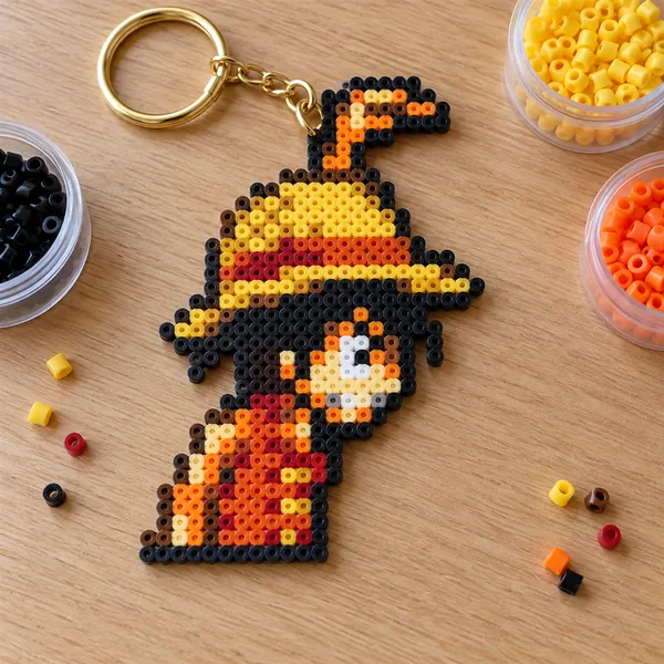 Luffy em Hama Beads, chaveiro