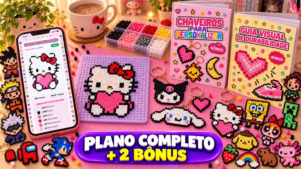 Plano Completo: +1.200 moldes de Hama Beads + 2 bônus