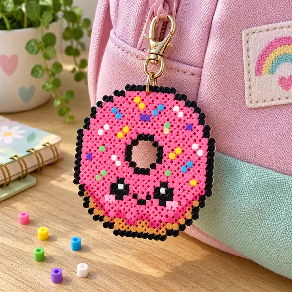 Donut em Hama Beads na mochila