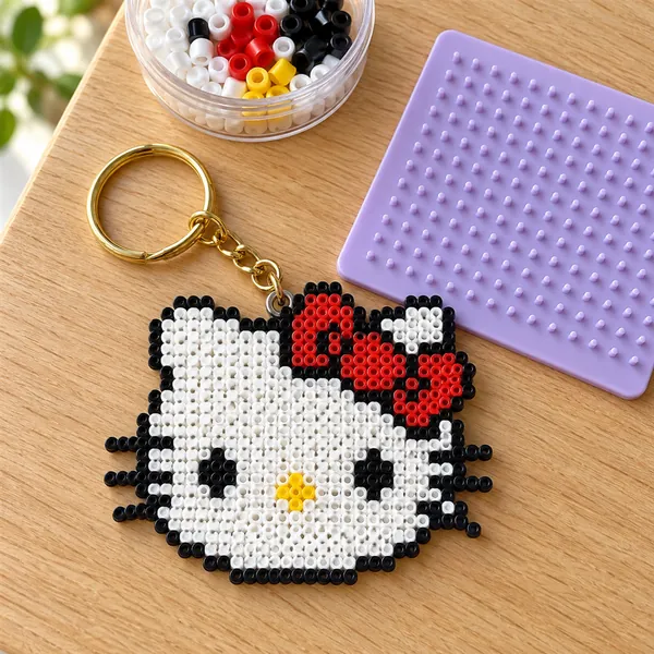 Hello Kitty em Hama Beads, chaveiro