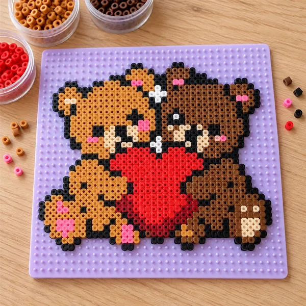 Ursinhos apaixonados em Hama Beads
